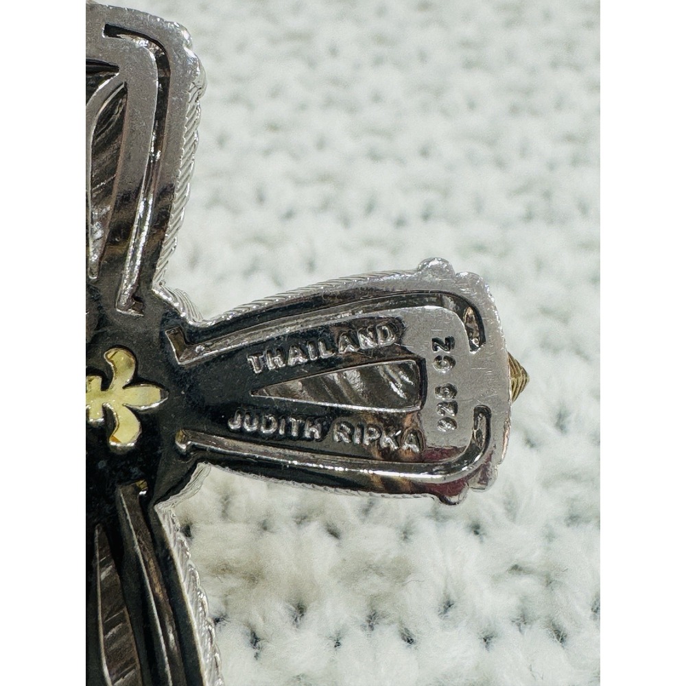 Judith Ripka 925 CZ Thailand Cross Pendant Yellow Stone Sterling - Picture 4 of 5